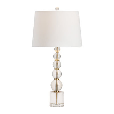 31.5" Crystal Table Lamp With White Shade