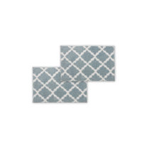 Gerow Multiple 100% Cotton Non-Slip Geometric Bath Rug Alcott Hill Color: Spa