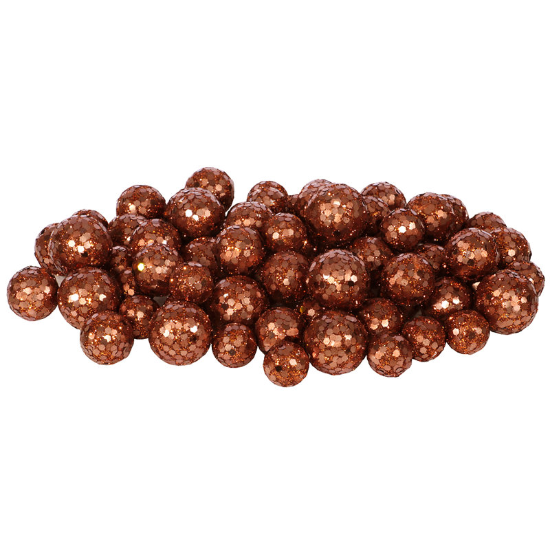 Ensemble de boule de décoration de Noël à paillette scintillante 72 pièces, Cuivre foncé