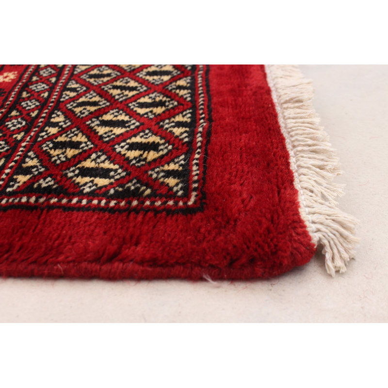 Tapis rouge foncé en laine noué à la main de conception unique 8 pi 1 po x 9 pi 9 po Cactier New Age
