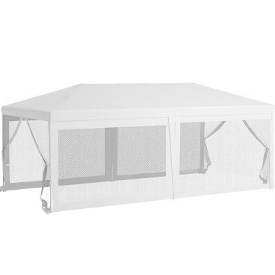 Tente de réception 10 pi x 20 pi, abri de mariage extérieur et pavillon de jardin, 6 parois latérales détachables, résistance aux blocages, structure en acier, abri blanc pour les fêtes, panneaux latéraux amovibles pour auvent,