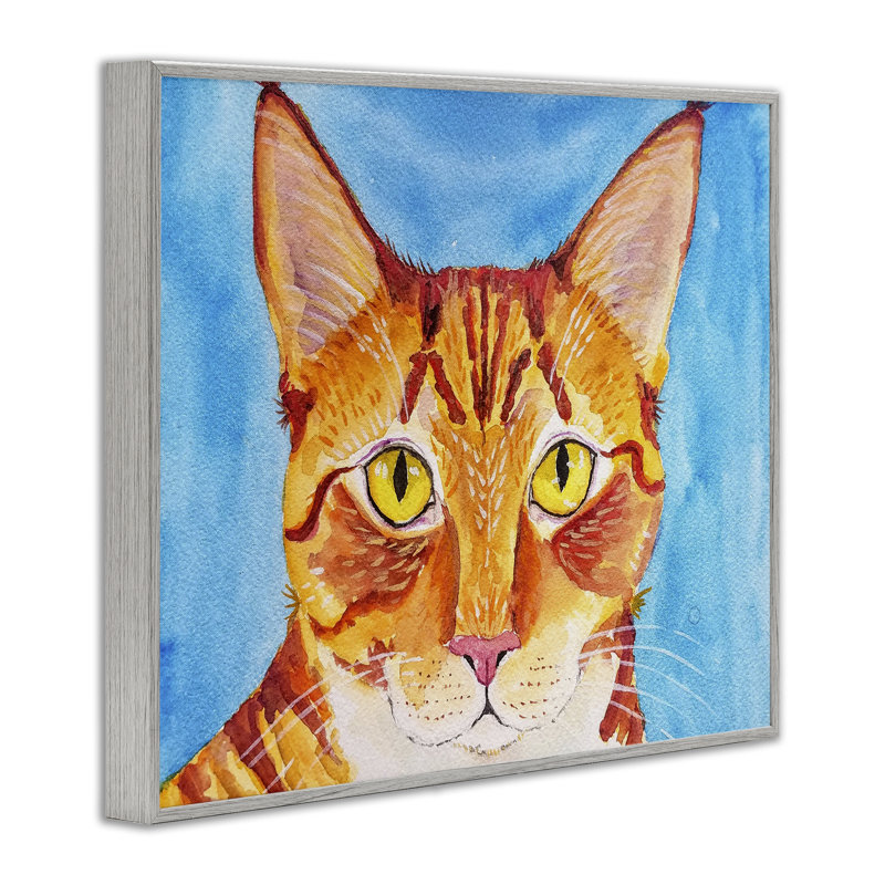 «Bold Cat» sur toile giclée bleue, design par Tatiana Roberts, Estampe numérique Farmhouse, H 16 po x l 20 po