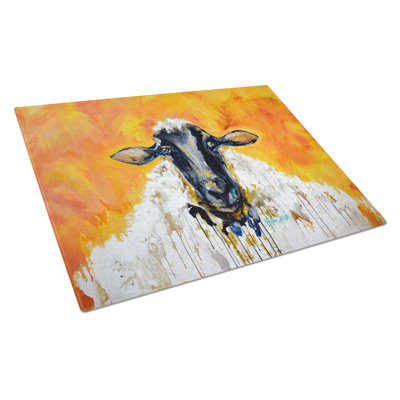 Peach Wool Sheep Glass Cutting Board