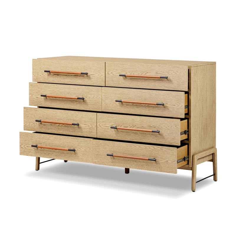 Commode 8 tiroirs Karsten - Placage de chêne, Chêne Yucca