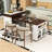 Extendable Kitchen Cart with Folding Top, Dining Table, Built-In Power Outlet and Locking Casters-1086563964
