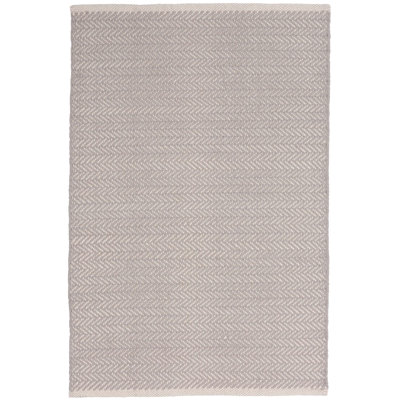 Herringbone Dove Grey Handwoven Cotton Rug