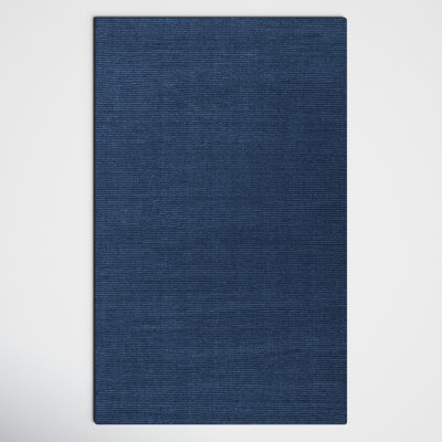 Crowe Dark Blue Hand-Woven Wool Rug