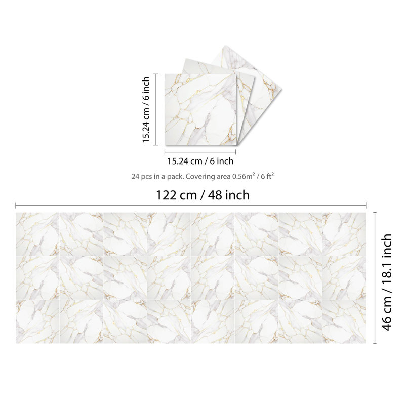 Caisi 15.24 cm W x 15.24 cm L PVC Peel and Stick Mosaic Tile Sticker