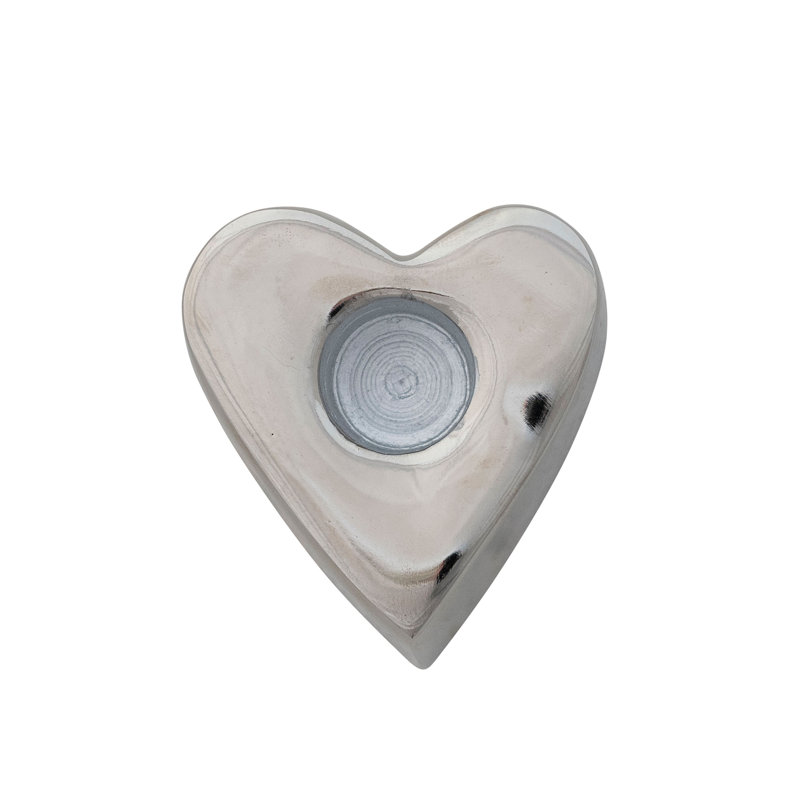 Cast Aluminum Heart Shaped Taper Candle Holder