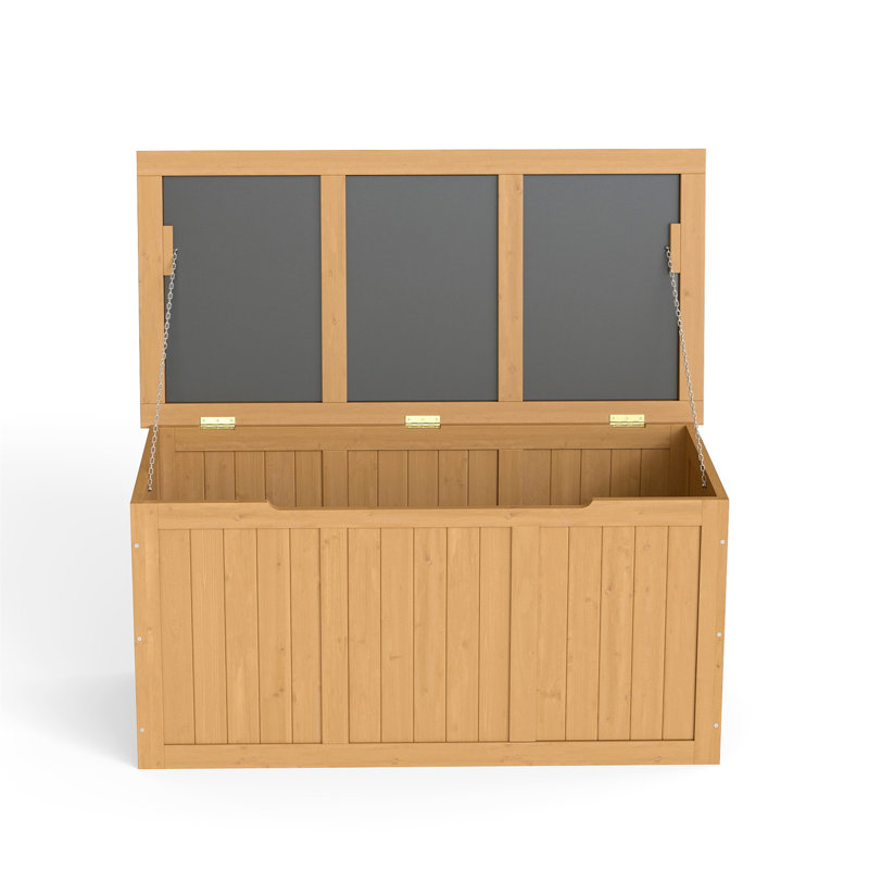Boîte de rangement en bois massif 67 gallons, Marron clair