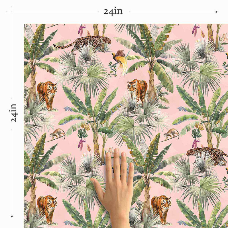 Panneau de papier peint à peler les animaux, L 102 po x l 24 po