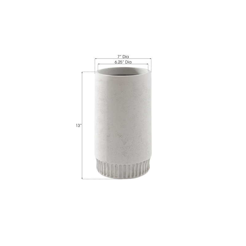 Harvest Medium Resin Pot Planter, 13" H x 7" W x 7" D, Light Gray