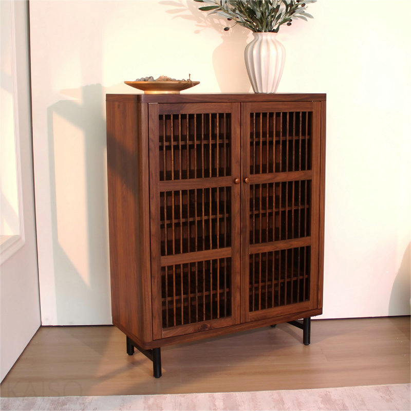 Shoe Cabinet With Shutter Doors, 6-Tier Entryway Shoe Cabinet With Adjustable Shelves, Wooden Modern Rack Organizer For Entryway, Hallway, Closet, Living Room, Walnut