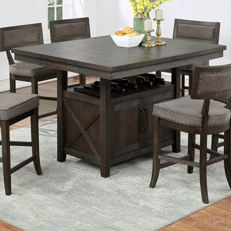 Table de salle à manger à hauteur de comptoir avec table à espresso rustique papillon et base de rangement 1pc