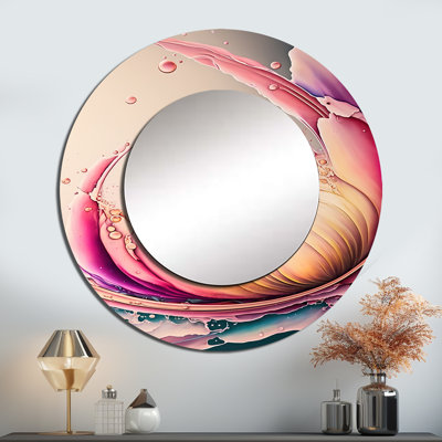 Multicolor Liquid Ink Tulip Flowers IV - Floral & Botanical Round Mirror Wall Decor_MTMIR57813