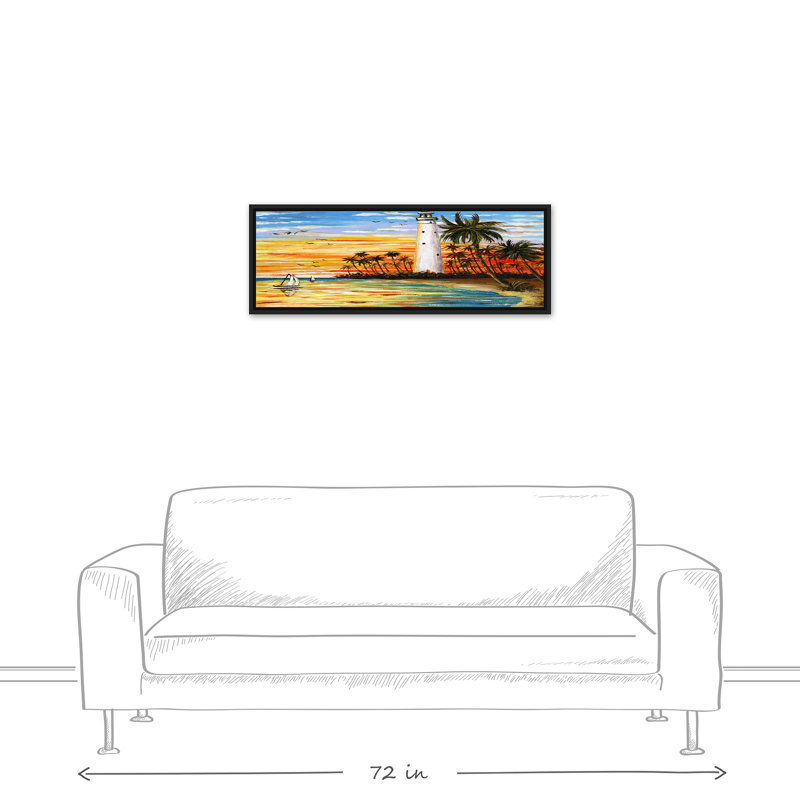 Vue du phare sur toile, H 13,75 po x l 37,75 po x P 1,75 po, Cadre flottant noir