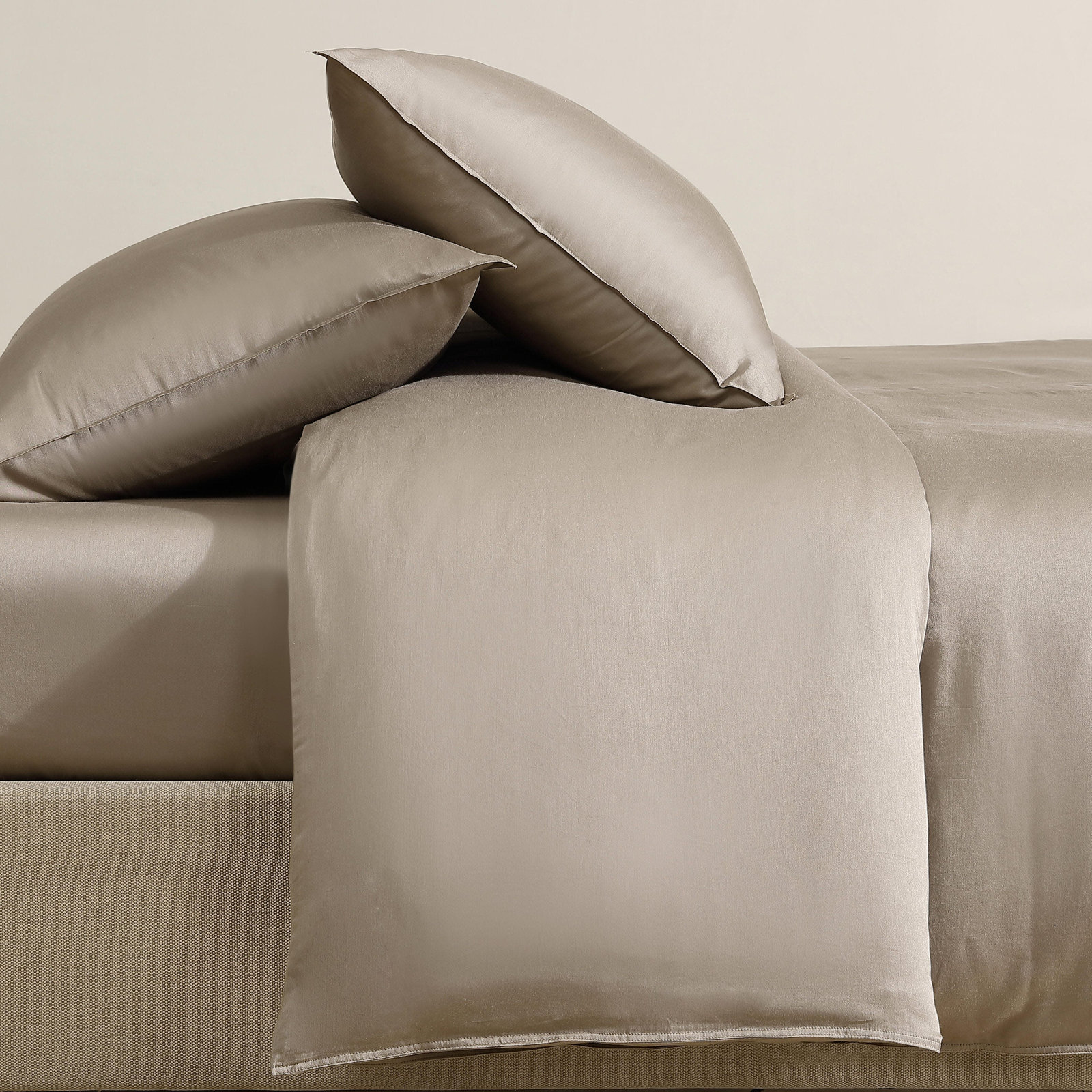 Organic Earth Cotton Comforter Set, Light Brown, Queen Duvet Cover + 2 Standard Shams