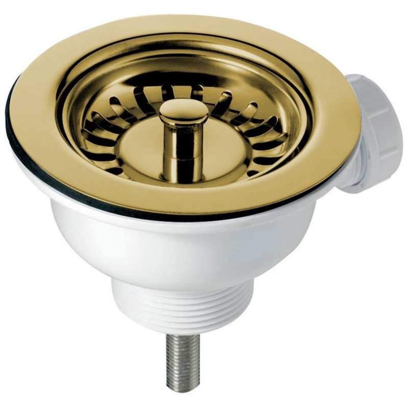 90Mm Basket Strainer Waste For Astini, RAK, Rangemaster Ceramic Sink, Gold