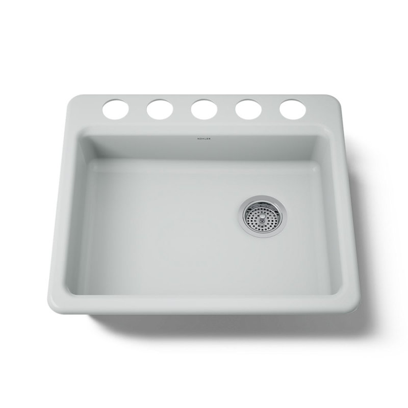 Évier de cuisine à simple cuve encastrable L 25 po x l 22 po Riverby, Gris glacé