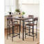 Table de bar, ensemble de tables de bar 5 pièces 35 po, ensemble de tables de bar et de chaises à bords arrondis, table de pub carrée avec quatre tabourets pour le salon, la salle à manger, la cuisine, couleur noyer, noir