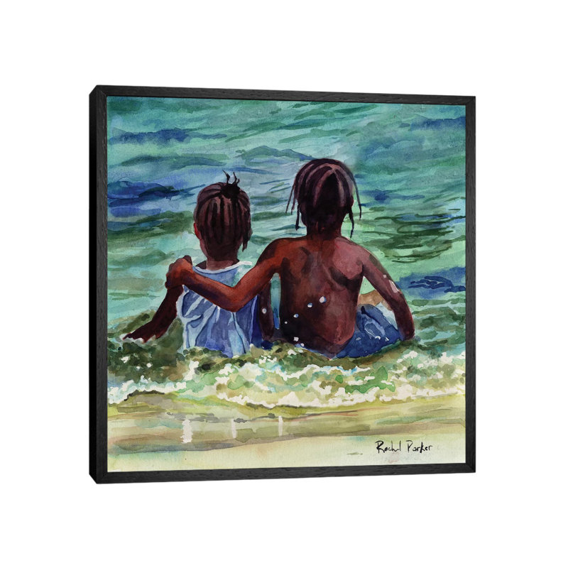 Caribbean Kids 1 Piece Painting on Canvas, 66.04cm H x 66.04cm W x 3.81cm D, Black Framed