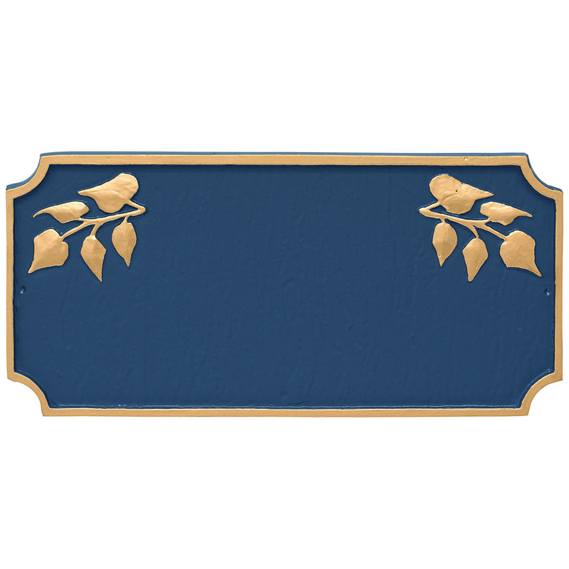Princeton Rectangle Wall Plaque, Sea Blue/Gold