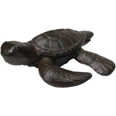 Pack Of 4 Rustic Cast Iron Swimming Sea Turtle Tortoise Hatchling 4"L Figurines