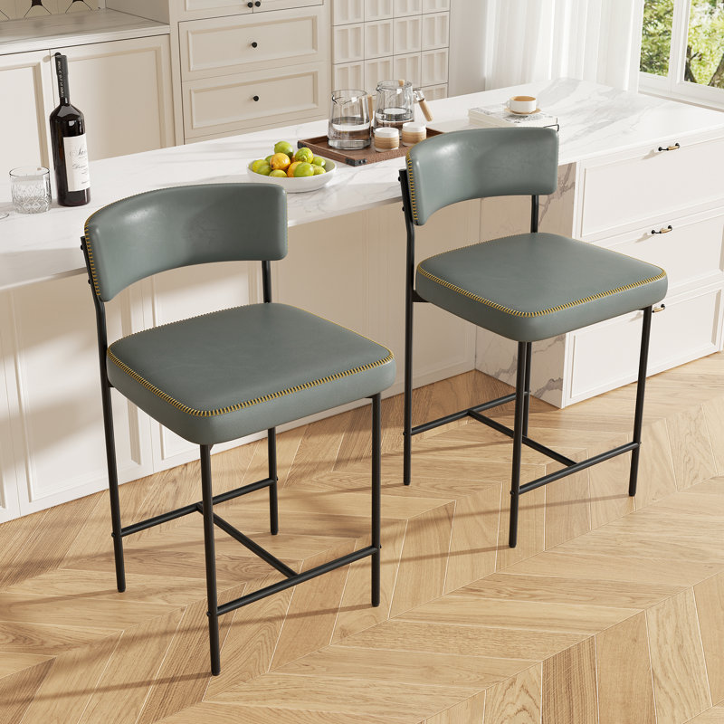 Chaise de salle à manger rembourrée moderne en métal avec dossier confortable, Gris