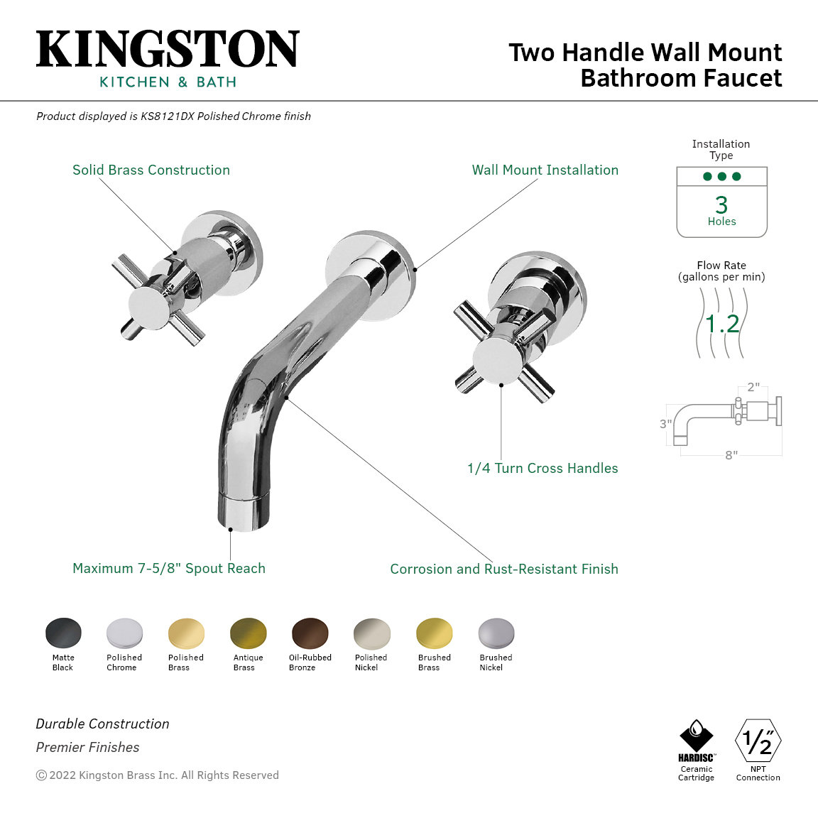 Concord Wall-Mounted Bathroom Faucet, Oil Rubbed Bronze