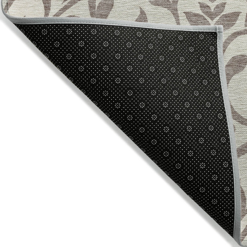 Tapis intérieur lavable floral taupe et ivoire 9 pi x 12 pi