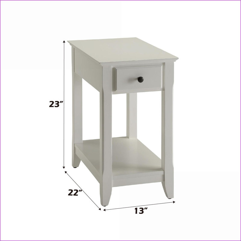 Table basse avec 1 tiroir et finition blanche Bertie Tablette de rangement, facile à assembler Rangement polyvalent