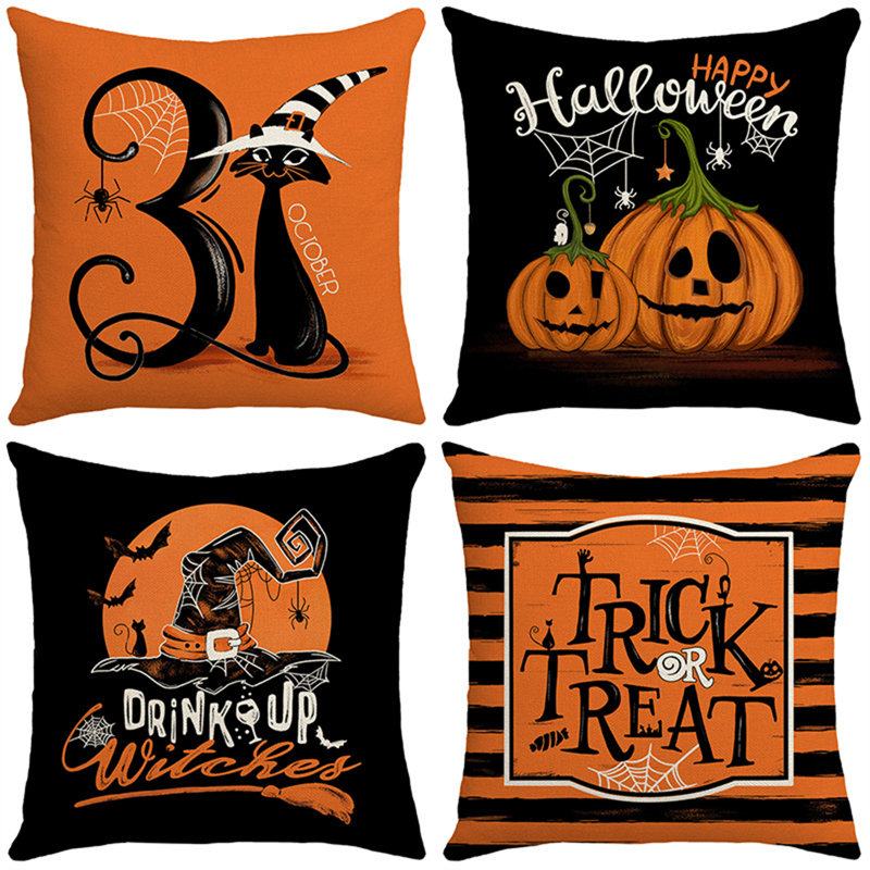 Ensemble de 4 housses de coussins d'Halloween