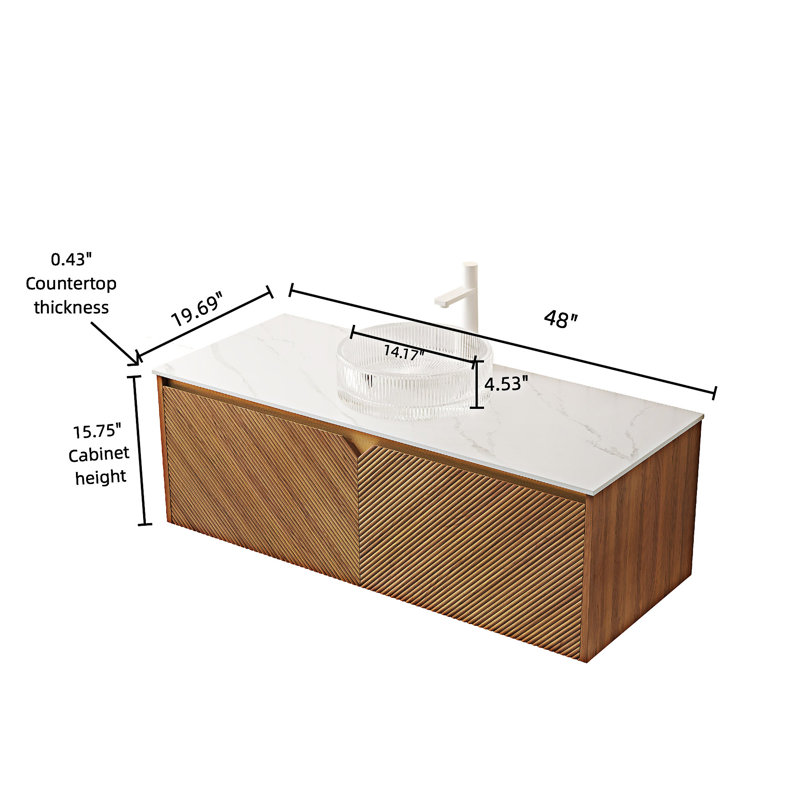 Meuble-lavabo flottant avec lavabo, 48"