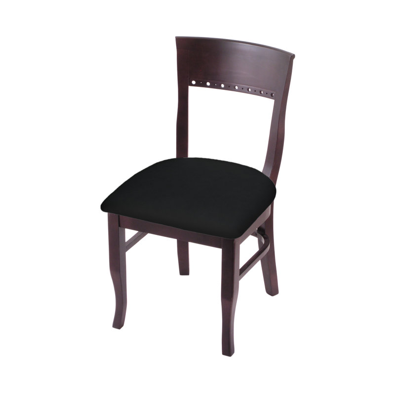 Hampton 19.25'' H Upholstered Beech Side Chair, Black Vinyl, Dark Cherry