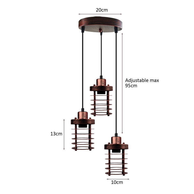 Clarkshire 3 - Light Rustic Red Cluster Pendant