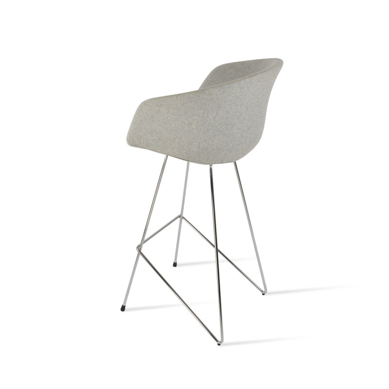 Tabouret de bar et de comptoir Tribeca Cattelan, Tabouret de bar (siège d'une hauteur de 29 po), Laine argentée