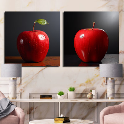 Minimalism Red Apple Fruit Photo - Fruits Square Collage Set Of 2