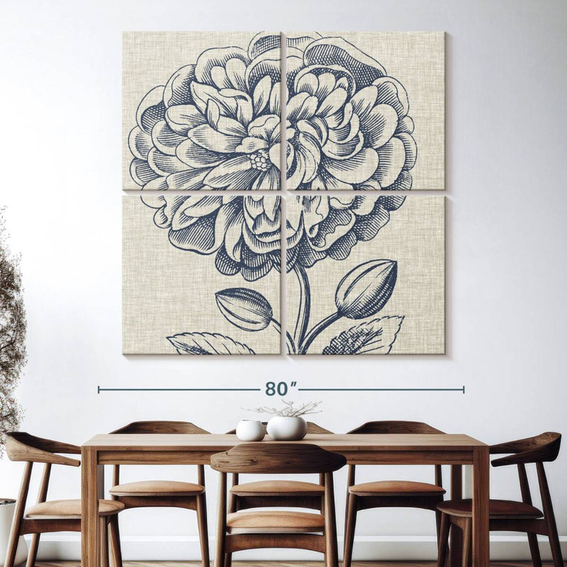 Indigo floral sur lin III