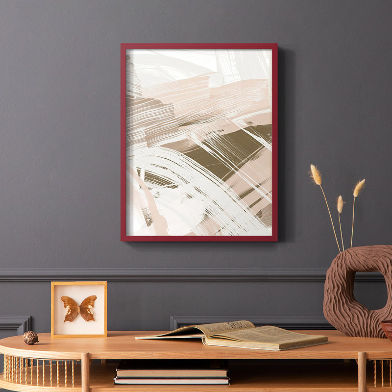 «Earthtone Swipe I», reproduction encadrée - bois massif, Rouge, H 10 po x l 8 po