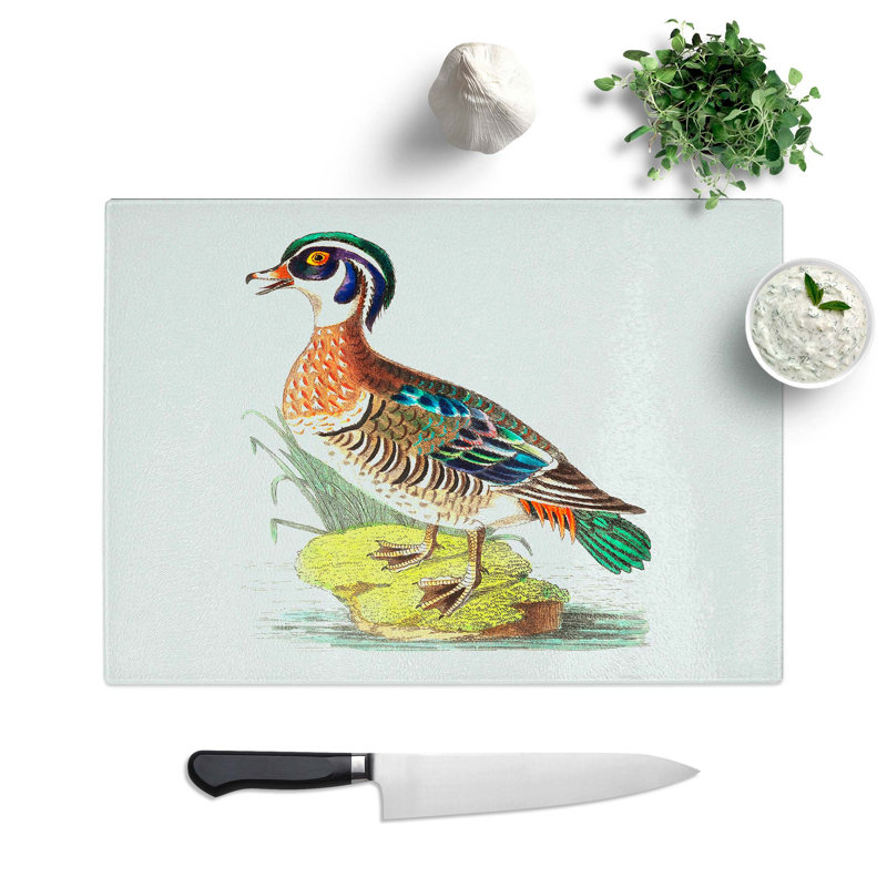 Tempered Glass Summer Duck by George Shaw Chopping Board, 39 cm W x 28.5 cm L