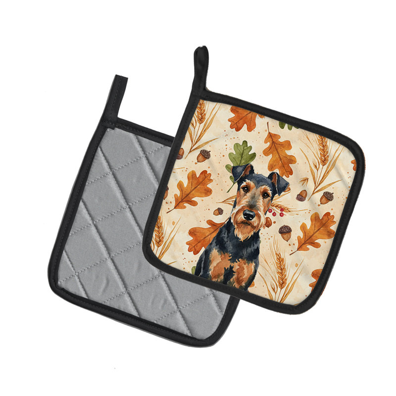 Paire de porte-casseroles Airedale Terrier Heirloom Fall