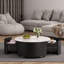 Table basse moderne et mobile avec roulettes, 2 tiroirs et plateau en marbre fritté-479061538