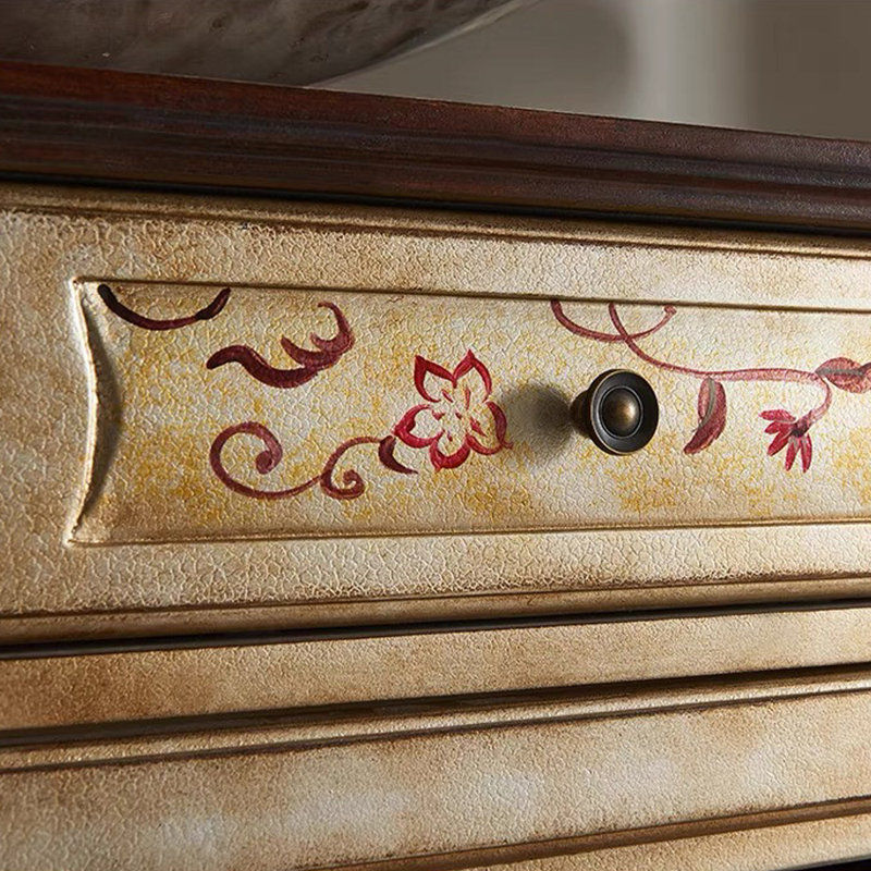 Solid Rubber Wood Console Cabinet, Champagne