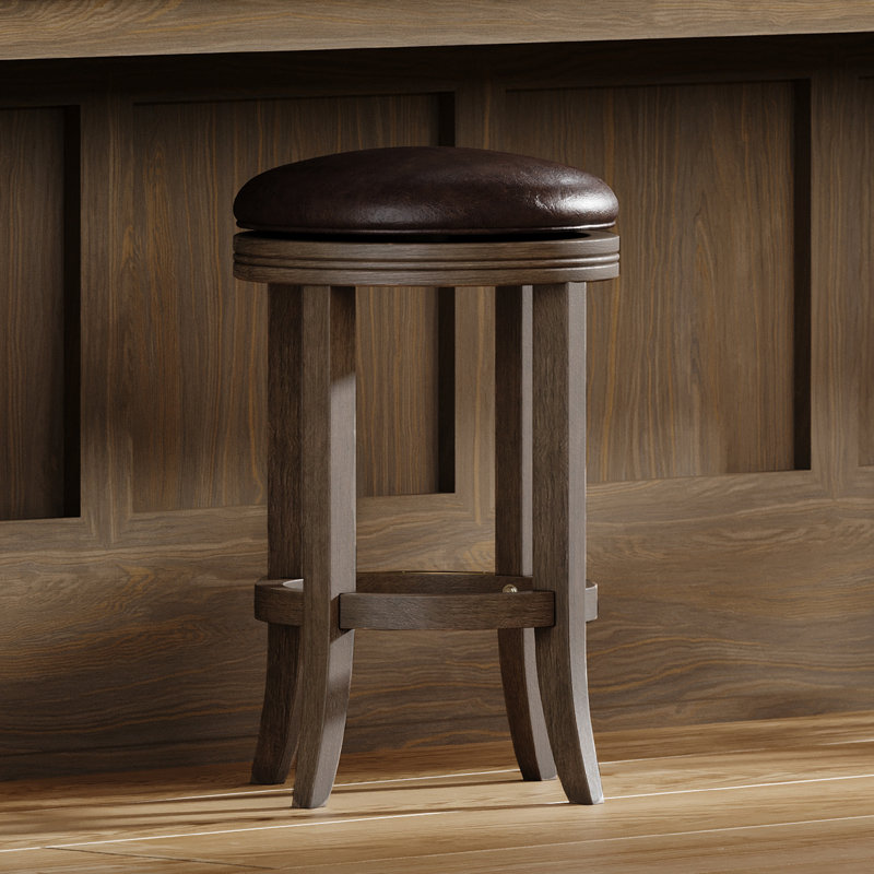 Maven Lane Eva Stool with Faux Leather Upholstery, Counter Stool (26” Seat Height), Walnut
