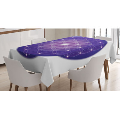 Ambesonne Geometry Tablecloth, Flower Of Life Design Of Traditions With Point Stars Motif, Rectangular Table Cover For Dining Room Kitchen Decor, 60" X 84", Purple