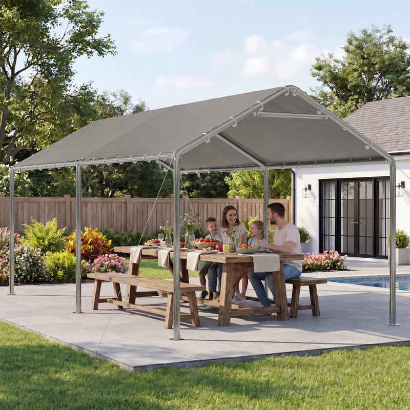 Heavy Duty Carport Canopy, Portable Truck & Boat Shelter, Outdoor Party Tent, Gray, 10'x 20'