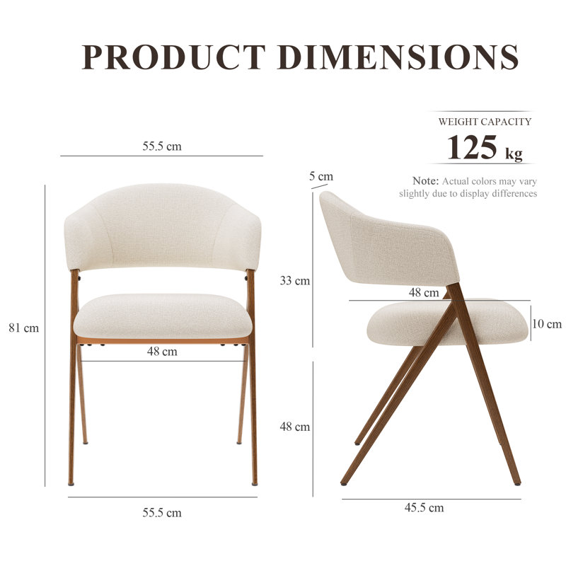 48cm H Fabric Upholstered Upholstered Back Armchair, Beige