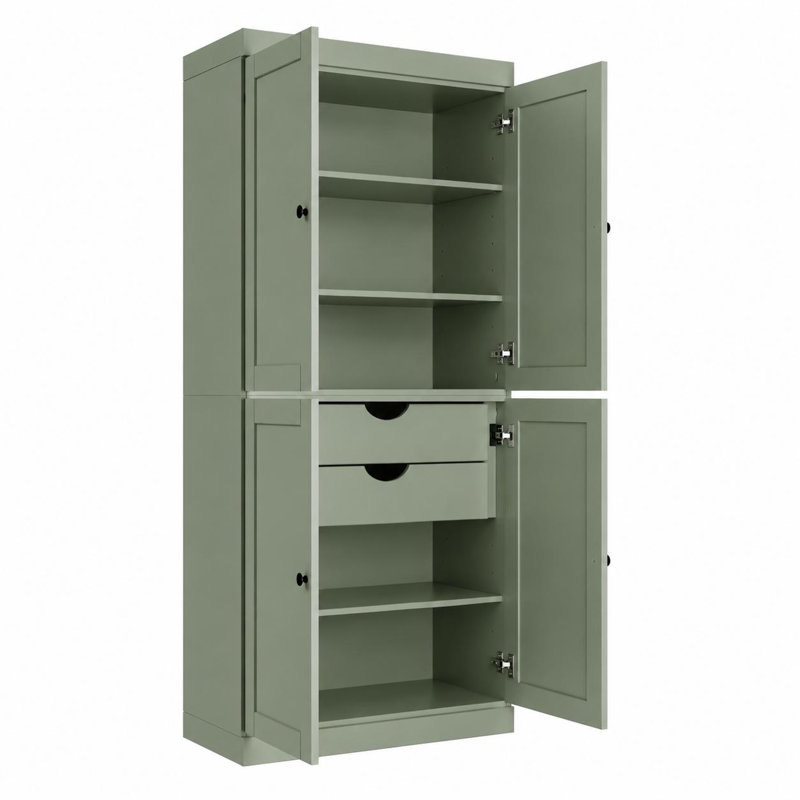 Armoire de rangement 72 po à quatre portes et deux tiroirs Sage