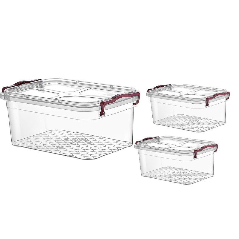 MantraRaj Clear Plastic Basket Storage Boxes Container With Lids Pack of 3 Stackable Bins 30L, 10 L