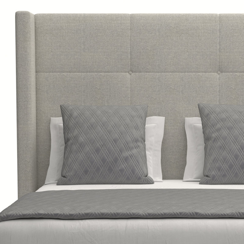 Lit tapissier standard Esparto, Revolution® gris, Très grand lit taille mi-haute